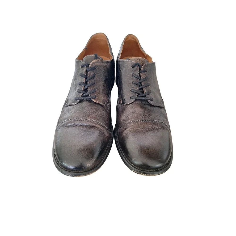 Bed Stu Workshop Mens 12 Dark Brown Leather Cap Toe Oxford Shoes 1606 Distressed